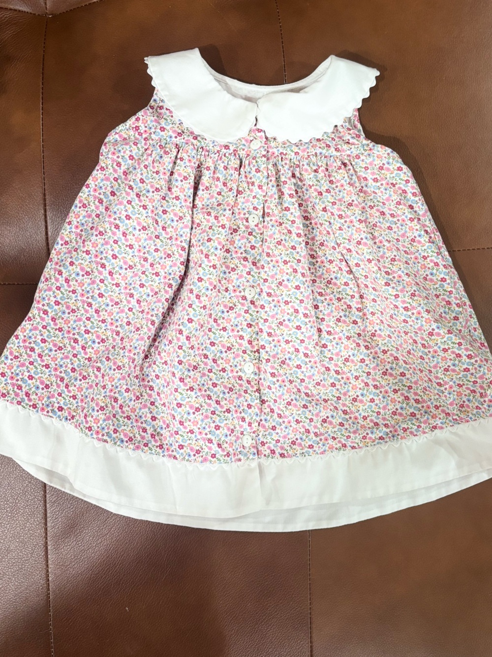Strasburg Baby Girls Floral Button-Front Dress with White Collar 24 Month